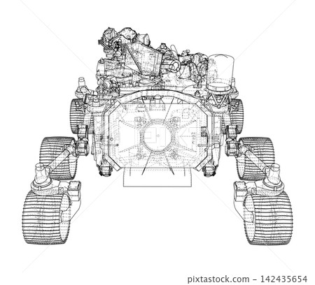 rover wireframe illustration. Vector rover wireframe illustration. Vector 142435654