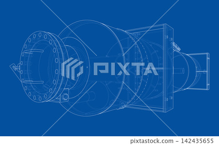 jet engine blueprint illustration. Vector jet engine blueprint illustration. Vector 142435655