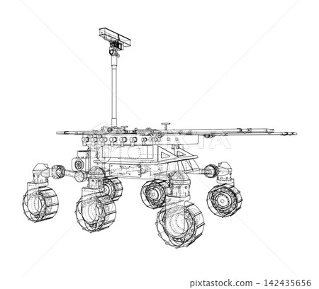Mars rover wireframe illustration. Vector 142435656