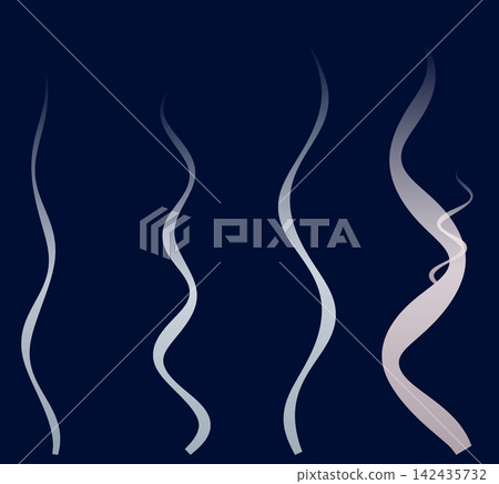 Abstract white flowing smoke lines on deep blue background for elegant and serene designs 142435732