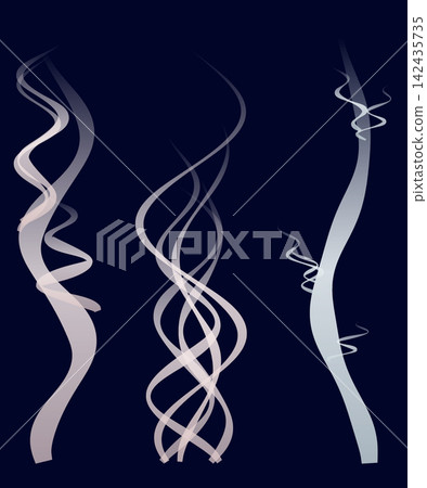 Artistic twisting smoke plumes rising against dark background for magical or moody visuals Artistic twisting smoke plumes rising against dark background for magical or moody visuals 142435735