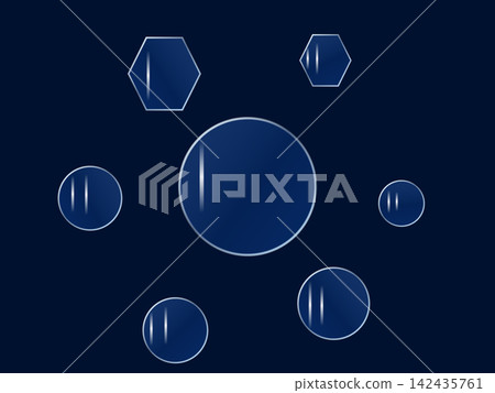 Floating blue glossy geometric forms with light rays for abstract tech background design Floating blue glossy geometric forms with light rays for abstract tech background design 142435761
