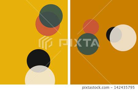 Minimalist circles composition with overlapping transparent shapes in warm autumn colors Minimalist circles composition with overlapping transparent shapes in warm autumn colors 142435795