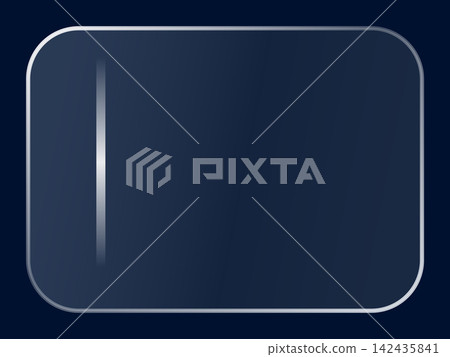 Single glassmorphic rectangle board with subtle light reflections on dark blue background Single glassmorphic rectangle board with subtle light reflections on dark blue background 142435841