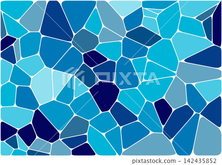 Vibrant blue monochromatic stained glass texture with irregular crystal shaped components Vibrant blue monochromatic stained glass texture with irregular crystal shaped components 142435852