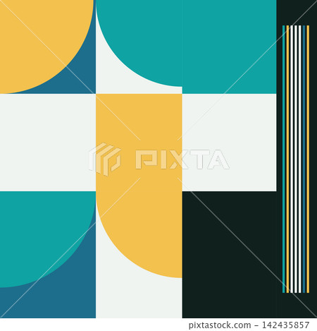 Vivid balance abstract artwork with orange yellow and blue geometric shapes Vivid balance abstract artwork with orange yellow and blue geometric shapes 142435857