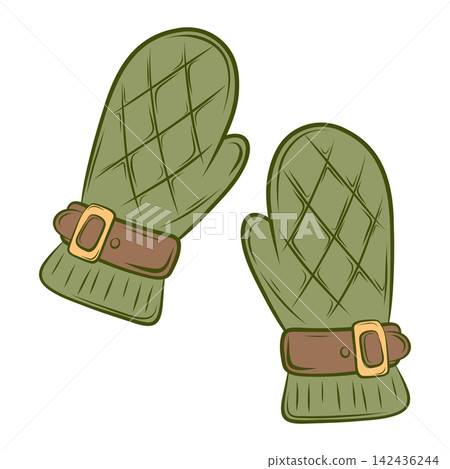 Winter quilted mittens with buckles 142436244