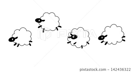 簡單可愛的綿羊插畫動物裝飾套裝 簡單可愛的綿羊插畫動物裝飾套裝 142436322