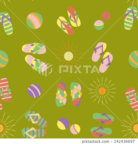 seamless pattern with no background, consisting of colorful flip-flops seamless pattern with no background, consisting of colorful flip-flops 142436697