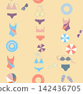 seamless pattern with no background, consisting of colorful flip-flops, balls 142436705