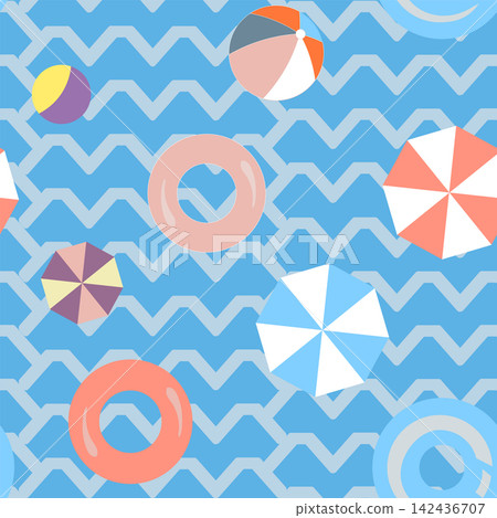 Seamless pattern without a background, a marine-themed game Seamless pattern without a background, a marine-themed game 142436707