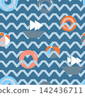 Seamless pattern without a background, a marine-themed game 142436711