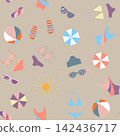 seamless pattern with no background, consisting of colorful flip-flops, balls 142436717