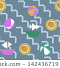 Seamless pattern without a background, a marine-themed game 142436719