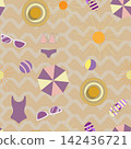 seamless pattern with no background, consisting of colorful flip-flops, balls 142436721