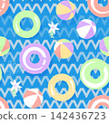 Seamless pattern without a background on a marine theme 142436723