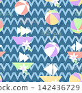 Seamless pattern without a background on a marine theme 142436729