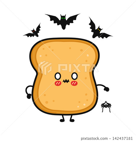 Cute toast character in Halloween scene Cute toast character in Halloween scene 142437181