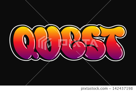 Quest graffiti bubble lettering word art Quest graffiti bubble lettering word art 142437198