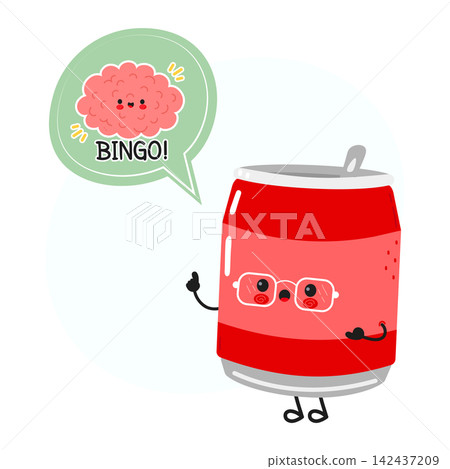 Cute soda can with bingo idea speech bubble Cute soda can with bingo idea speech bubble 142437209