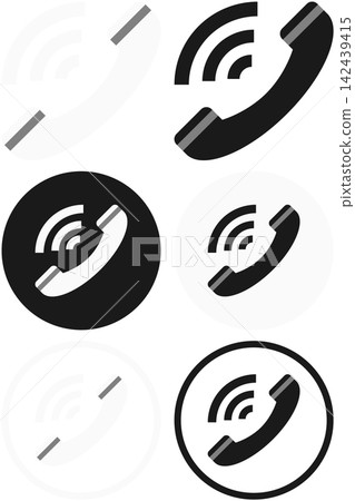 Telephone receiver icon illustration variation set / Telephone and call illustration material Telephone receiver icon illustration variation set / Telephone and call illustration material 142439415