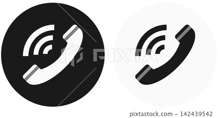 Icon illustration set of a telephone receiver with a round background / Illustration materials for telephones and phone calls Icon illustration set of a telephone receiver with a round background / Illustration materials for telephones and phone calls 142439542