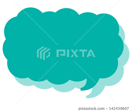 Simple color speech bubble, elongated cloud shape Simple color speech bubble, elongated cloud shape 142439607