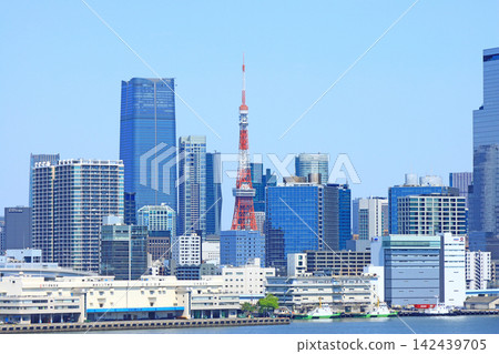 從東京港區彩虹橋眺望東京鐵塔。 142439705