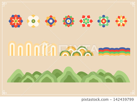 Vector illustration of traditional Korean patterns. Vector illustration of traditional Korean patterns. 142439799