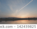Rice fields and contrails at dusk 142439825