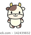 可愛的乳牛插畫（兩頭高，正面圖） 142439832