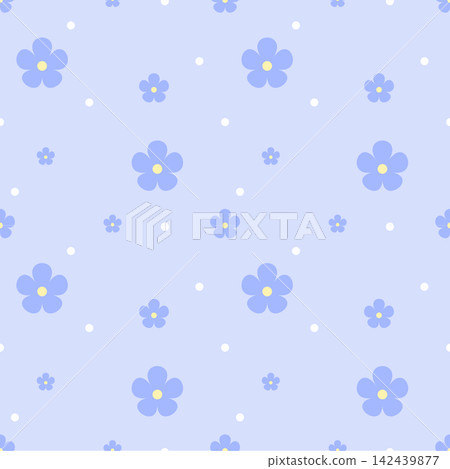 Pastel Periwinkle Blue Floral Seamless Pattern with Soft Blue Background Pastel Periwinkle Blue Floral Seamless Pattern with Soft Blue Background 142439877