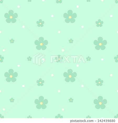 Pastel Mint Green Floral Seamless Pattern with Soft Tone on Tone Background Pastel Mint Green Floral Seamless Pattern with Soft Tone on Tone Background 142439880