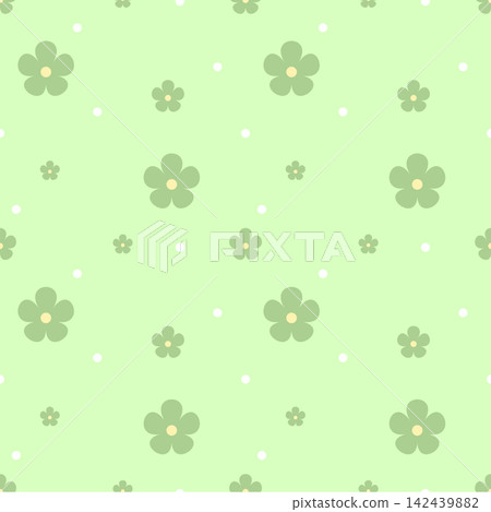 Light Green Floral Seamless Pattern with Sage Flowers and Pastel Background 142439882