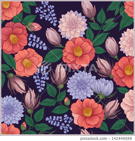 Vibrant botanical floral seamless pattern collection with diverse color palettes for creative design work Vibrant botanical floral seamless pattern collection with diverse color palettes for creative design work 142440089