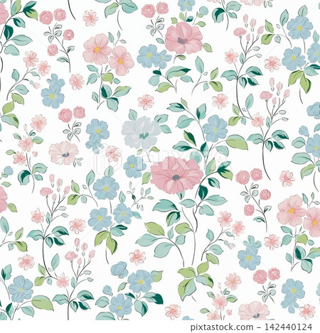 Vibrant botanical floral seamless pattern collection with diverse color palettes for creative design work Vibrant botanical floral seamless pattern collection with diverse color palettes for creative design work 142440124
