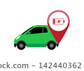 electric car location pin showing low battery charging station indicator 142440362