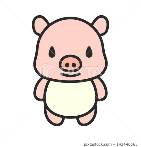 可愛的豬插圖(兩頭高,正面) 可愛的豬插圖(兩頭高,正面) 142440565