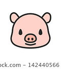可愛的豬插畫（僅臉部，正面圖） 142440566