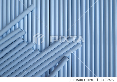 Blue Plastic Pipes Arranged in a Pattern 142440629