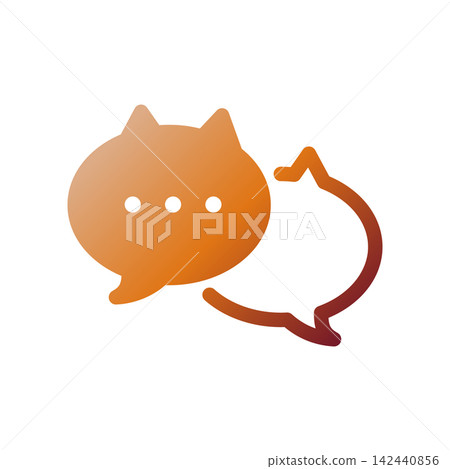 貓耳對話框圖示(漸層色) 貓耳對話框圖示(漸層色) 142440856