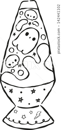 Cute Kawaii Spooky Ghost Halloween Y2K Lava Lamp Outline Hand Drawn Cute Kawaii Spooky Ghost Halloween Y2K Lava Lamp Outline Hand Drawn 142441102