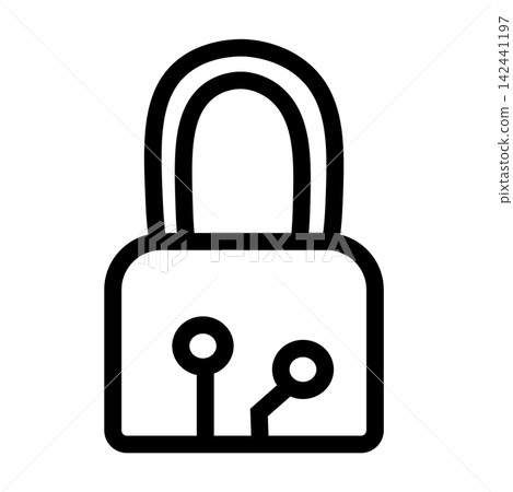 Padlock line icon with keyhole details isolated on white background. Simple minimalist vector illustration for security, privacy, safety, and protection concept design elements. Padlock line icon with keyhole details isolated on white background. Simple minimalist vector illustration for security, privacy, safety, and protection concept design elements. 142441197