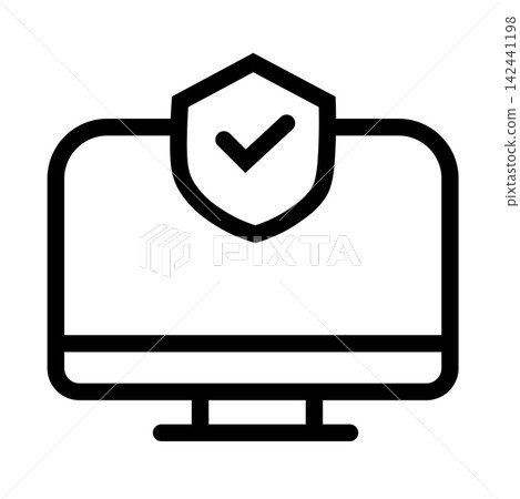 computer monitor protection icon, computer security icon, cybersecurity icon, data protection icon, shield on computer monitor, pc security line icon, digital safety symbol, antivirus software vector, computer monitor protection icon, computer security icon, cybersecurity icon, data protection icon, shield on computer monitor, pc security line icon, digital safety symbol, antivirus software vector, 142441198