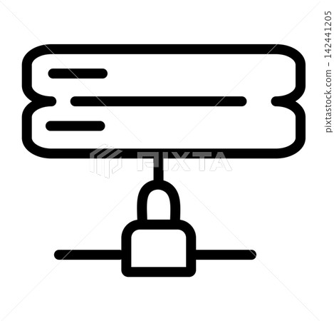 Secure server connection icon featuring a data storage unit linked to a padlock symbol, representing network security, encrypted database protection, and private cloud hosting solutions Secure server connection icon featuring a data storage unit linked to a padlock symbol, representing network security, encrypted database protection, and private cloud hosting solutions 142441205