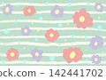 條紋和花卉圖案背景材料 142441702