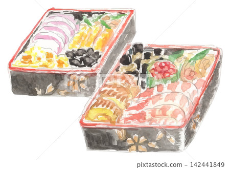 水彩插畫:禦節料理(日本新年料理) 水彩插畫:禦節料理(日本新年料理) 142441849