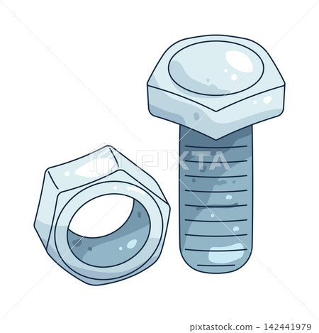 Illustration of bolt and nut Illustration of bolt and nut 142441979