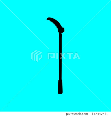 Hand tool pole saw silhouette for pruning trees and gardening maintenance tasks. Hand tool pole saw silhouette for pruning trees and gardening maintenance tasks. 142442510