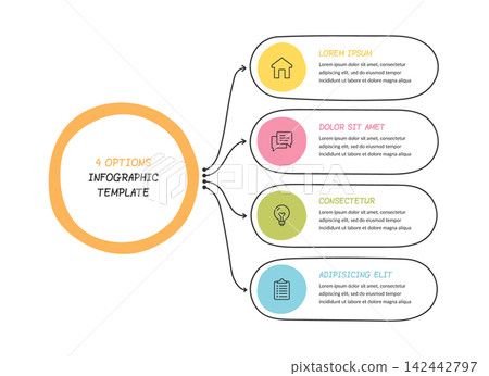 Mind Map Infographic Four Option Branching Diagram Template Set Mind Map Infographic Four Option Branching Diagram Template Set 142442797